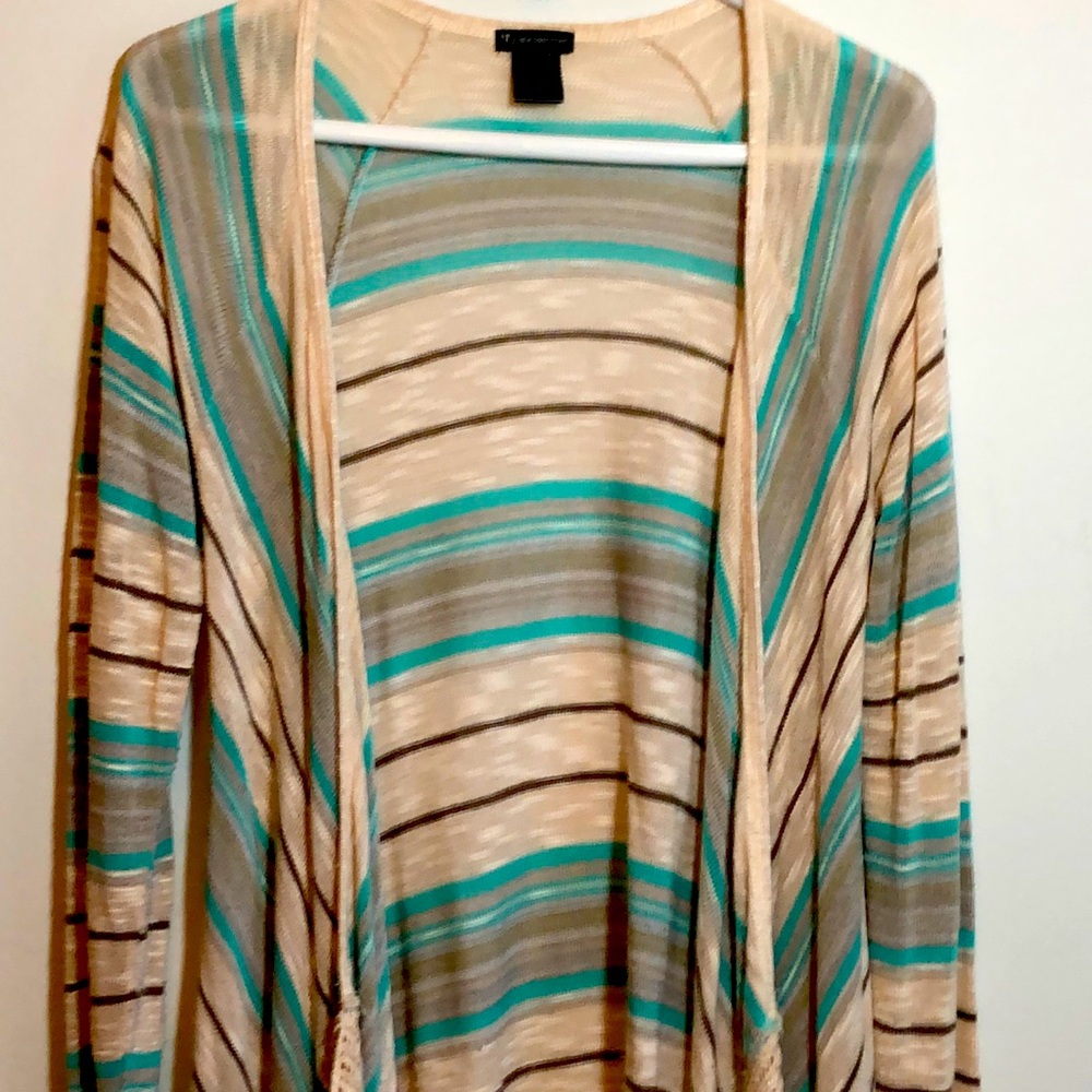 New Directions Fringed Cardigan; S